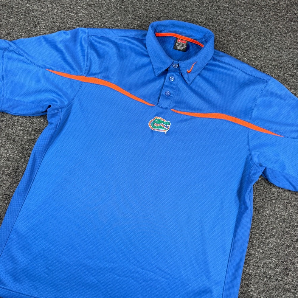 Nike Polo Shirt Mens Medium Blue Florida Gators Sphere Dry Short Sleeve